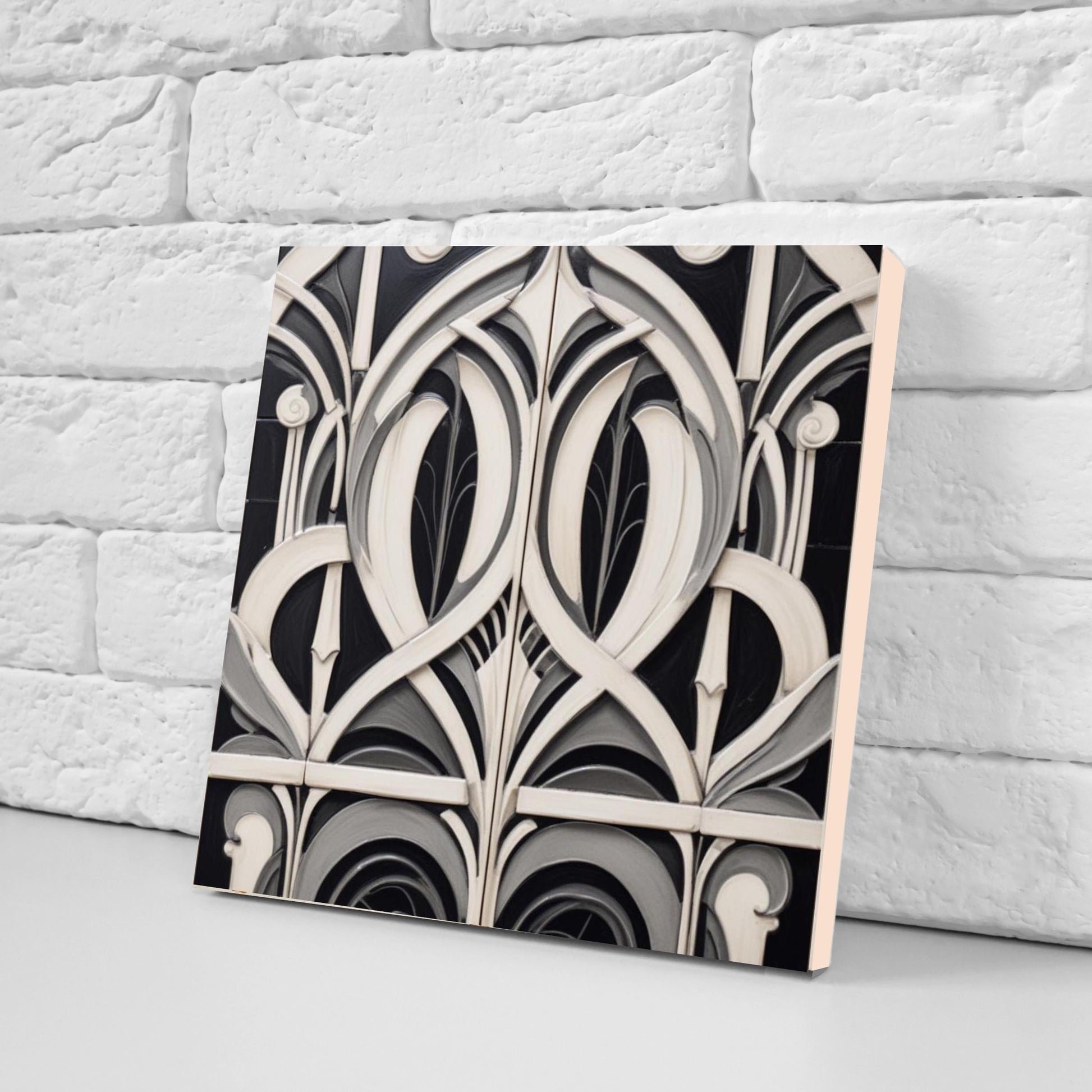 Art Deco Ceramic tiles - Set of 2 Art Deco Wall Decor Geometric Tiles - Kitchen Backsplash, Shower,Bathroom Wall, Fireplace, Sink Splashback