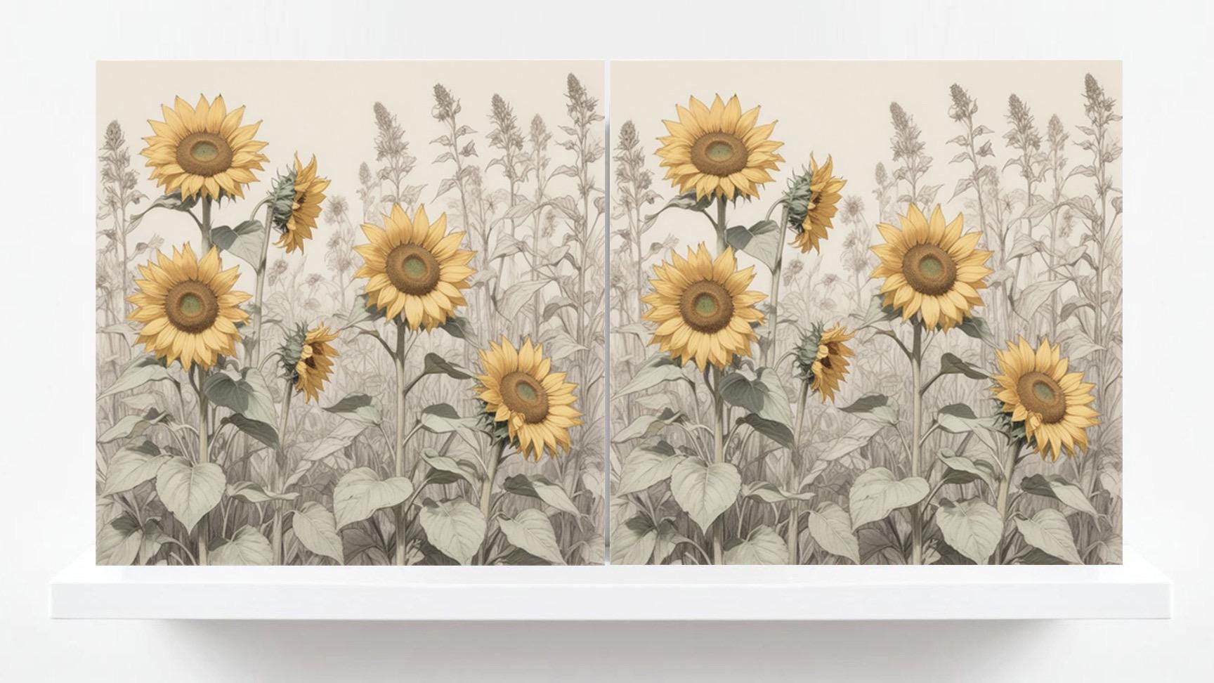 Sunflower Tiles for Kitchen - Set of 2 Floral Wall Decor Flower Tile - Kitchen Backsplash, Bathroom,Shower Wall,Sink Splashback,Fireplace