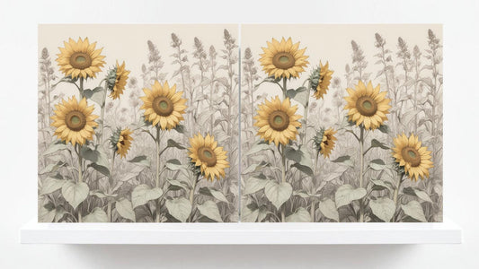 Sunflower Tiles for Kitchen - Set of 2 Floral Wall Decor Flower Tile - Kitchen Backsplash, Bathroom,Shower Wall,Sink Splashback,Fireplace