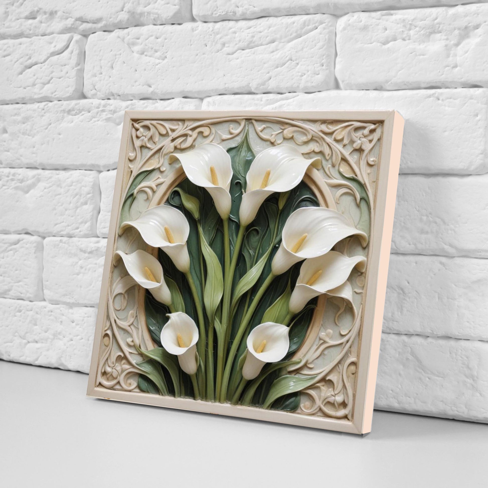 Calla Lily Tile Art Nouveau Tiles - Set of 2 - Flower Botanical Art Flat Print Ceramic Tiles -Kitchen Backsplash, Bathroom,Sink Splashback