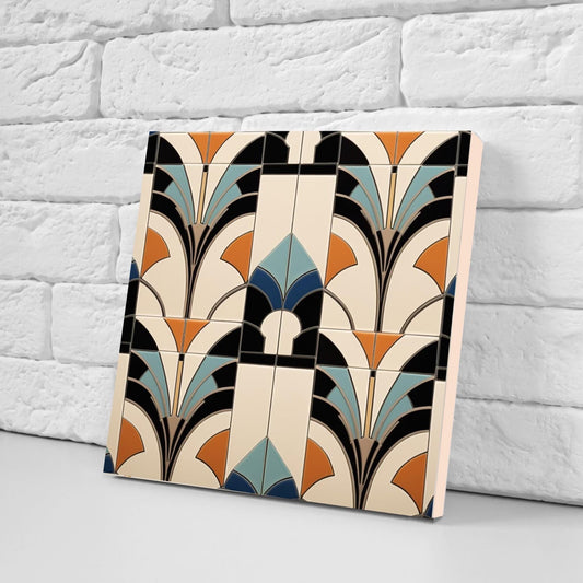 Art Deco Tile Backsplash - Set of 2 Retro Wall Decor Geometric Tiles - Kitchen, Bathroom, Sink Splashback,Shower Wall Art,Fireplace Tiles