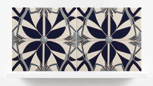 Art Deco Tile Backsplash - Set of 2 Retro Wall Decor Geometric Tiles - Kitchen, Bathroom, Sink Splashback,Shower Wall Art,Fireplace Tiles