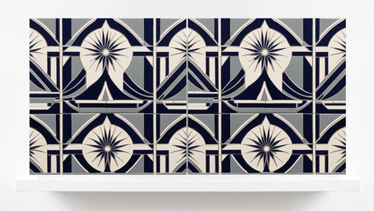 Art Deco Ceramic tiles - Set of 2 Art Deco Wall Decor Geometric Tiles - Kitchen Backsplash, Shower,Bathroom Tiles,Sink splashback,Fireplace