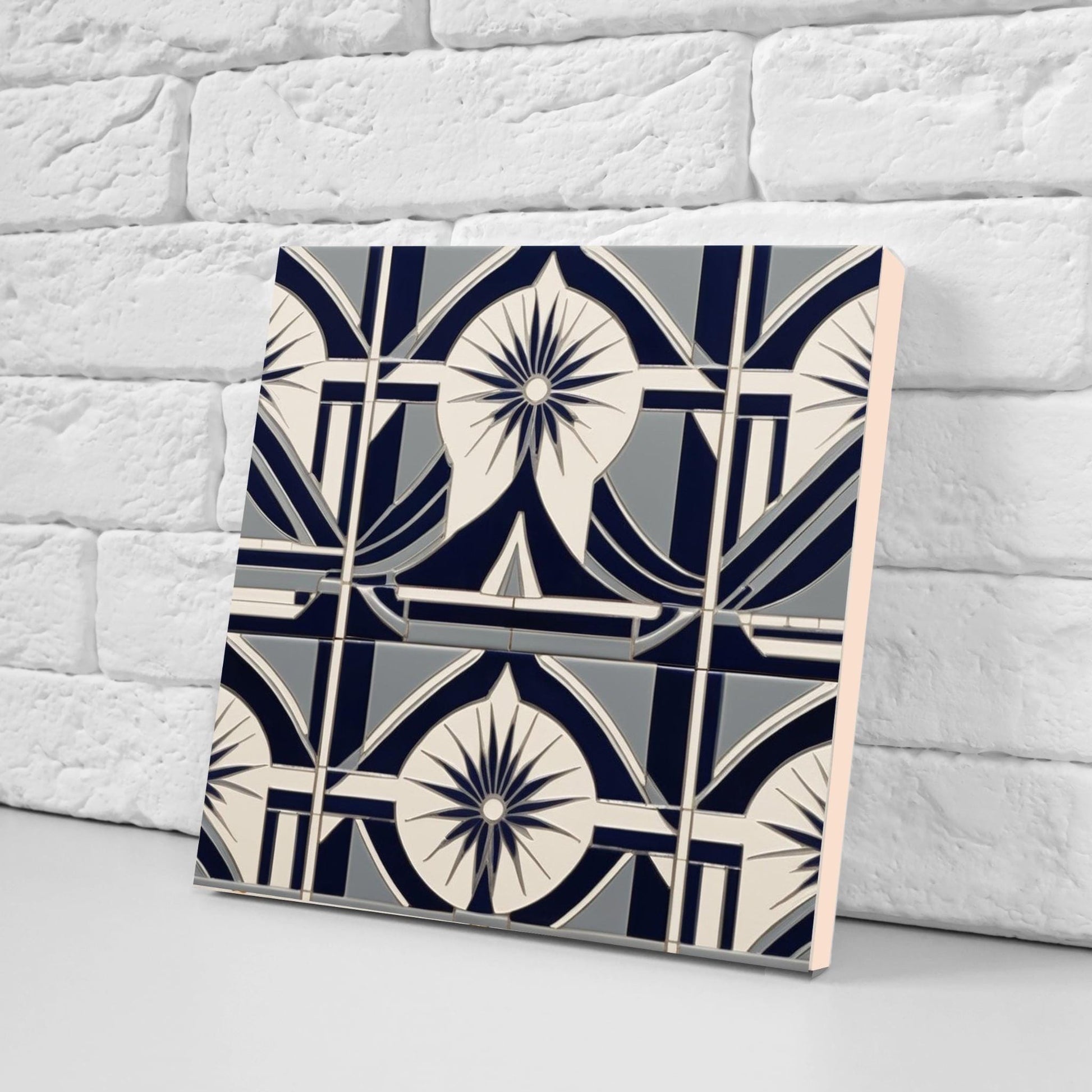 Art Deco Ceramic tiles - Set of 2 Art Deco Wall Decor Geometric Tiles - Kitchen Backsplash, Shower,Bathroom Tiles,Sink splashback,Fireplace