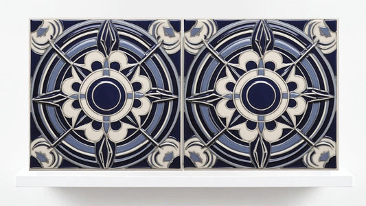 Art Deco Tile Backsplash - Set of 2 Retro Wall Decor Geometric Tiles - Kitchen, Bathroom, Sink Splashback,Shower Wall Art,Fireplace Tiles