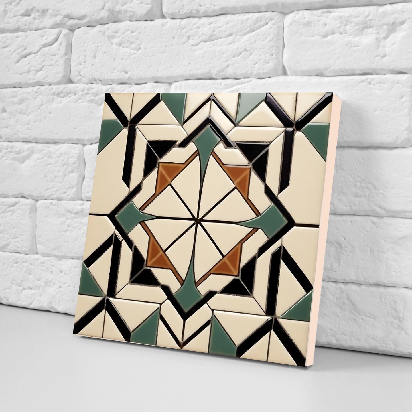 Art Deco Tile Backsplash - Set of 2 Retro Wall Decor Geometric Tiles - Kitchen, Bathroom, Sink Splashback,Shower Wall Art,Fireplace Tiles