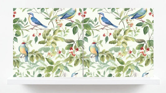 Bird Ceramic Tiles - Set of 2 Botanical Wall Art Print Decor Tiles -Kitchen Backsplash Tiles,Bathroom,Shower Wall,Sink Splashback,Fireplace