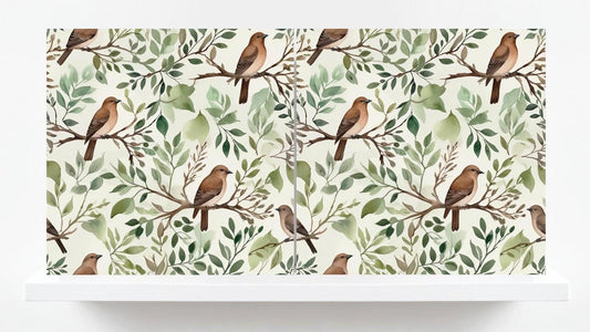 Bird Ceramic Tiles - Set of 2 Botanical Wall Art Print Decor Tiles -Kitchen Backsplash Tiles,Bathroom,Shower Wall,Sink Splashback,Fireplace