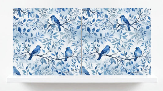 Blue Bird Ceramic Tiles - Set of 2 Botanical Wall Art Print Decor Tiles -Kitchen Backsplash,Bathroom,Shower Wall,Sink Splashback,Fireplace