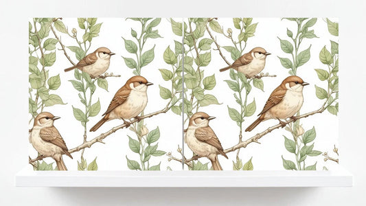 Bird Ceramic Tiles - Set of 2 Botanical Wall Art Print Decor Tiles -Kitchen Backsplash Tiles,Bathroom,Shower Wall,Sink Splashback,Fireplace