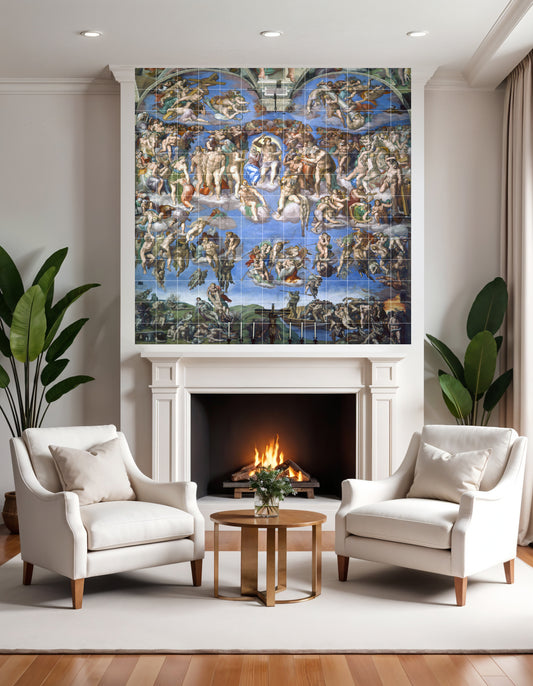 Tile Mural/Mosaic Ceramic Panel of The Last Judgement  - Michelangelo wall art - Home Decor - Tile Mural - Mural Art - Gloss Tiles - Tile Mosaic