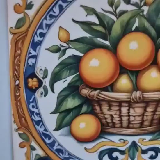 Sicilian Orange Ceramic tiles - Set of 3 Sicilian Wall Decor Tiles - Kitchen Backsplash Tiles, Bathroom Tiles, Shower tiles, Italian Tiles