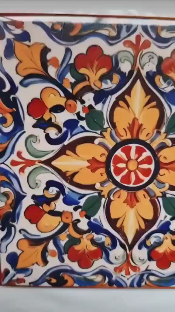 Sicilian Ceramic tiles - Set of 3 Sicilian Wall Decor Tiles - Kitchen Backsplash Tiles, Bathroom Tiles, Sicilian ceramics, Shower tiles