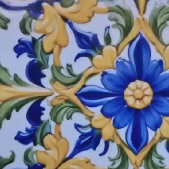Italian Majolica Tiles - Set of 2 Sicilian Wall Decor Tiles - Kitchen Backsplash Tiles, Table Decorative Tiles, Bathroom Tiles, Coaster