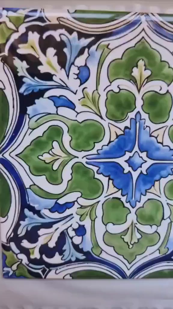 Italian Majolica Tiles - Set of 2 Sicilian Wall Decor Tiles - Kitchen Backsplash Tiles, Table Decorative Tiles, Bathroom Tiles, Coaster