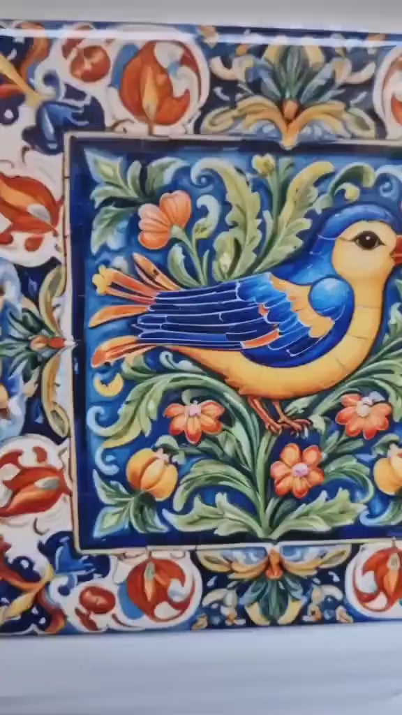 Sicilian Ceramic tiles - Set of 3 Sicilian Wall Decor Tiles - Kitchen Backsplash Tiles, Bathroom Tiles, Sicilian ceramics, Shower tiles