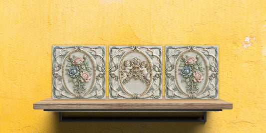 Custom order Style Set of 3 Ceramic tiles,Ceramic Decor Tiles,Backsplash Tiles, Bathroom Tiles, Botanical wall art